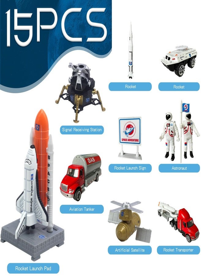 OTONOPI Space Shuttle Rocket Toys Set for Kids 3-9 Years - 15 PCS Die-Cast STEM Aerospace Toys with 3 Rocket Ships, 2 Astronauts, Lunar Lander, Satellite - Image 3
